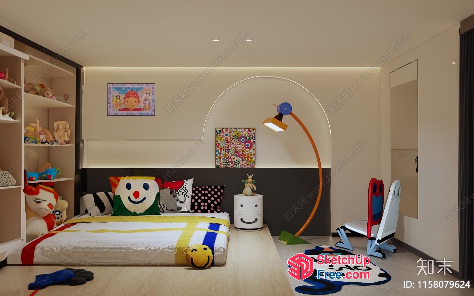 Colorful Cartoon-Style Children'S Bedroom 3D SketchUp File