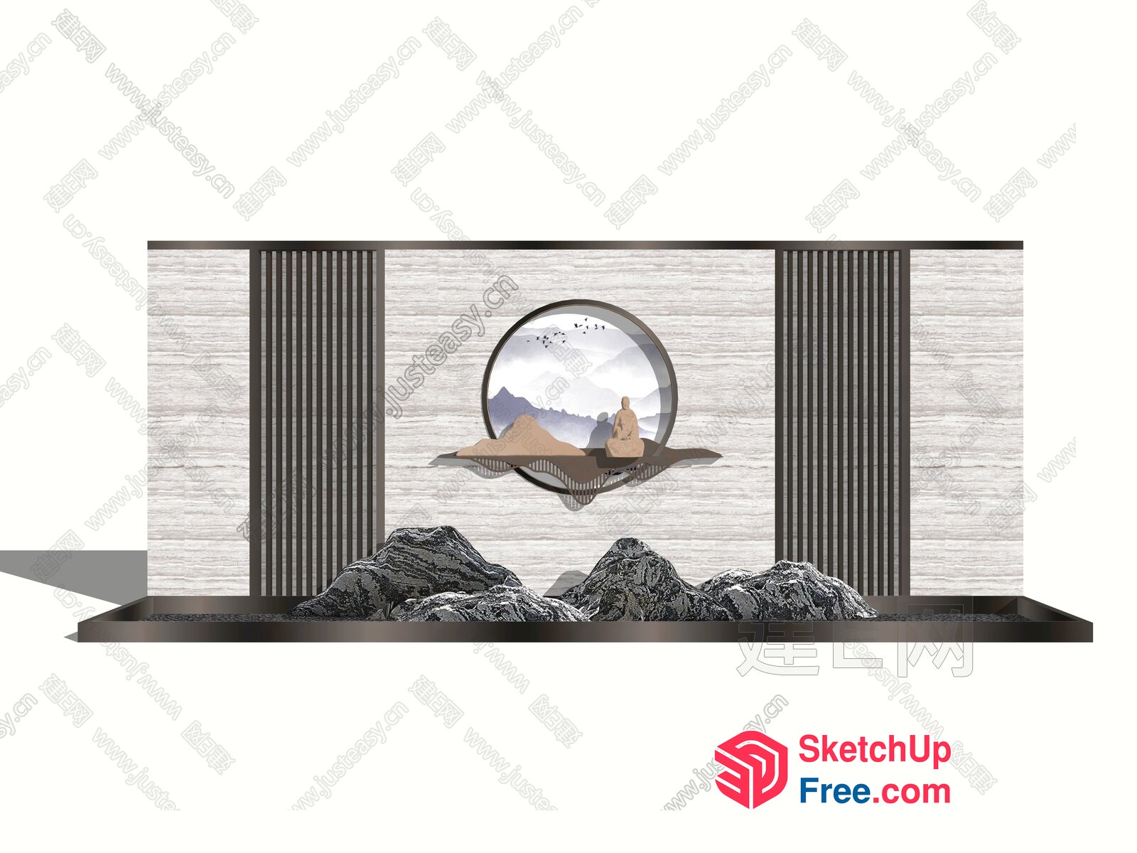 Serene Japanese-Inspired Meditation Scene 3D SketchUp File
