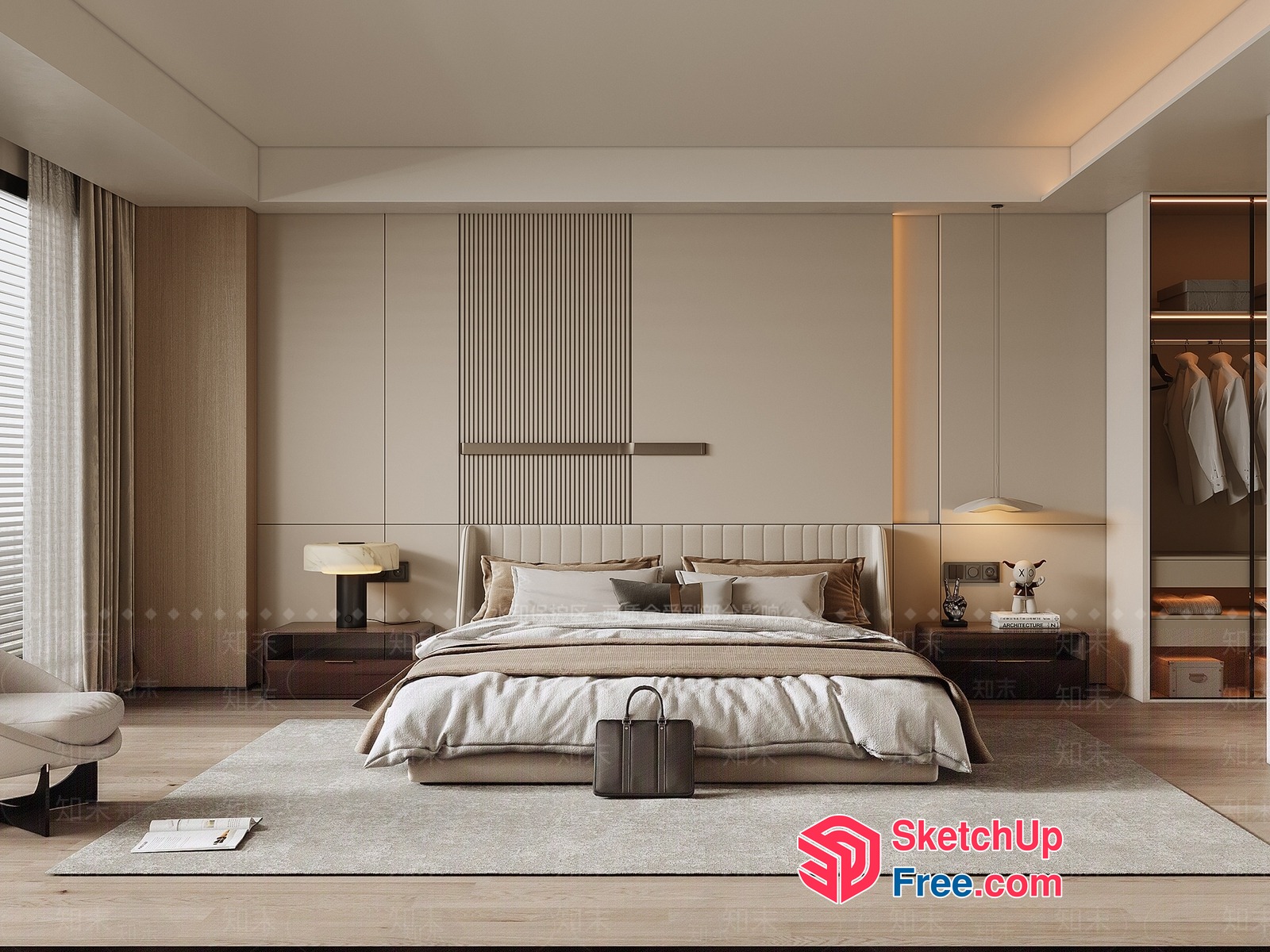 Modern Minimalist Bedroom Interior 3D SketchUp File