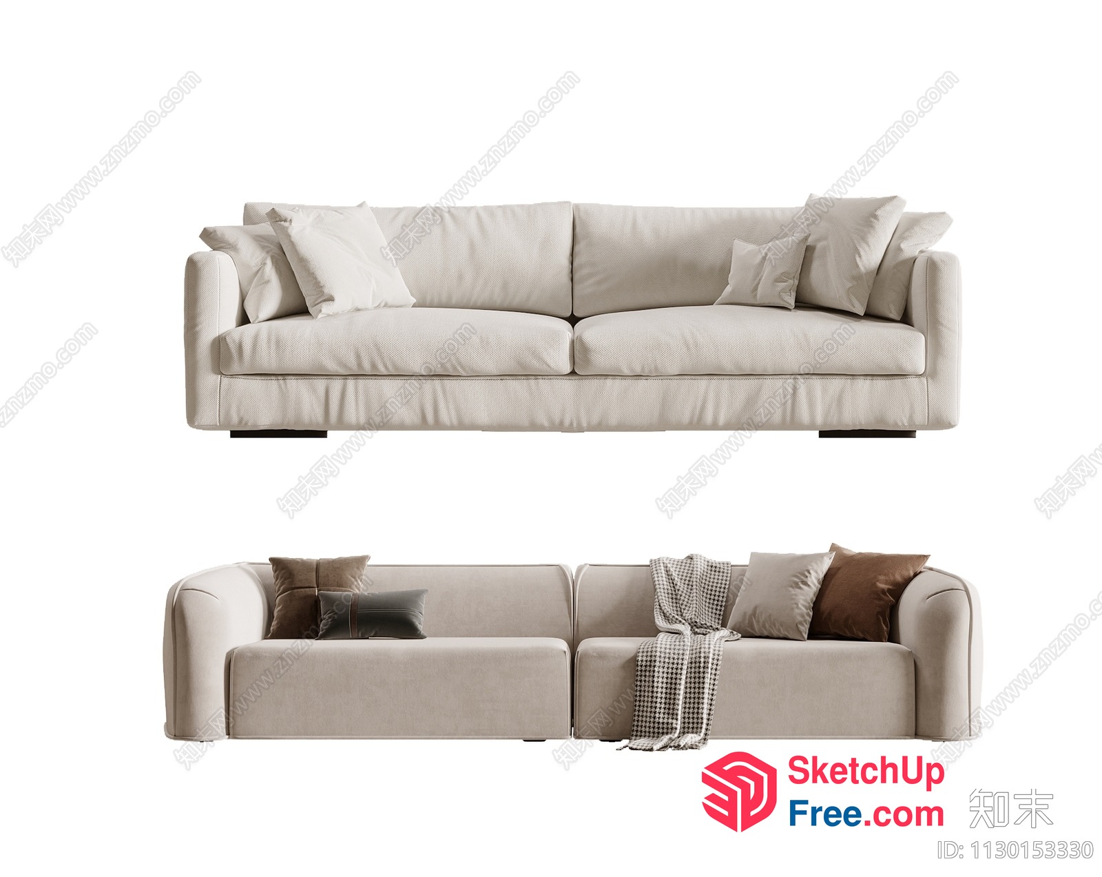 Comfortable Modern Living Room Sofa Set 3D SketchUp File
