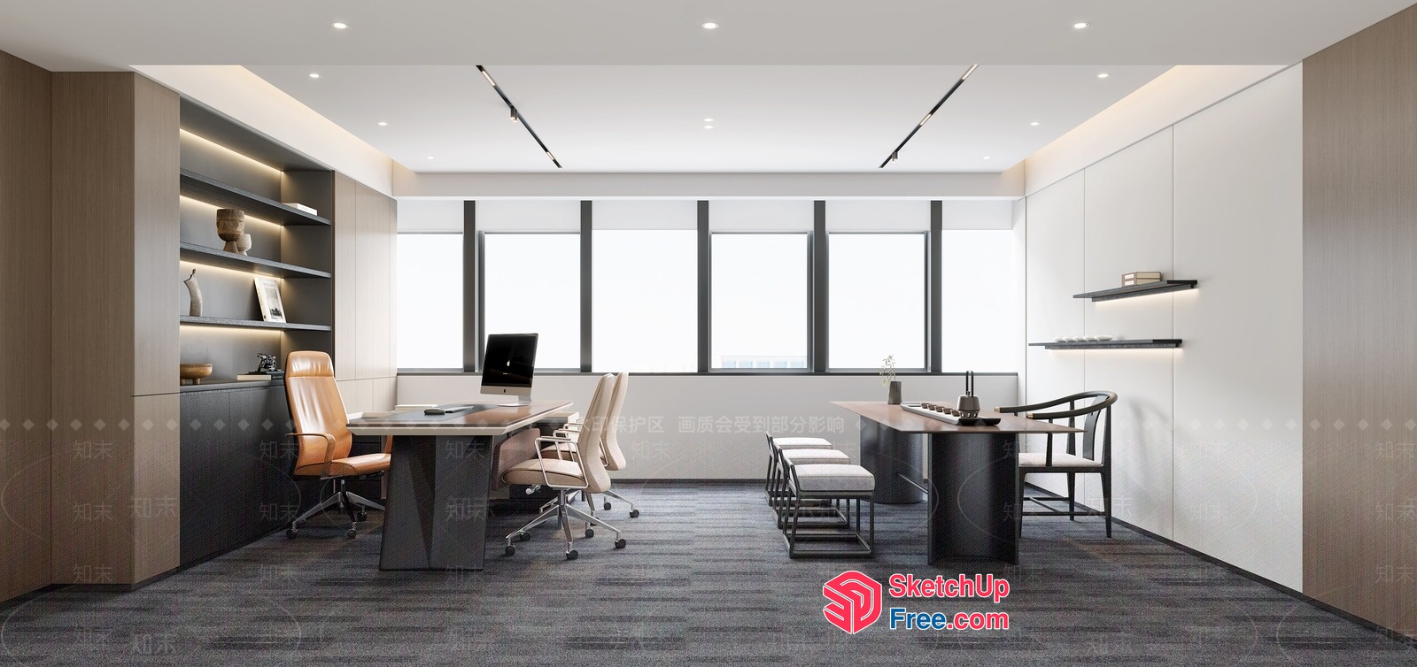 Modern Office Space With Minimalist Furniture And Natural Light 3D SketchUp File