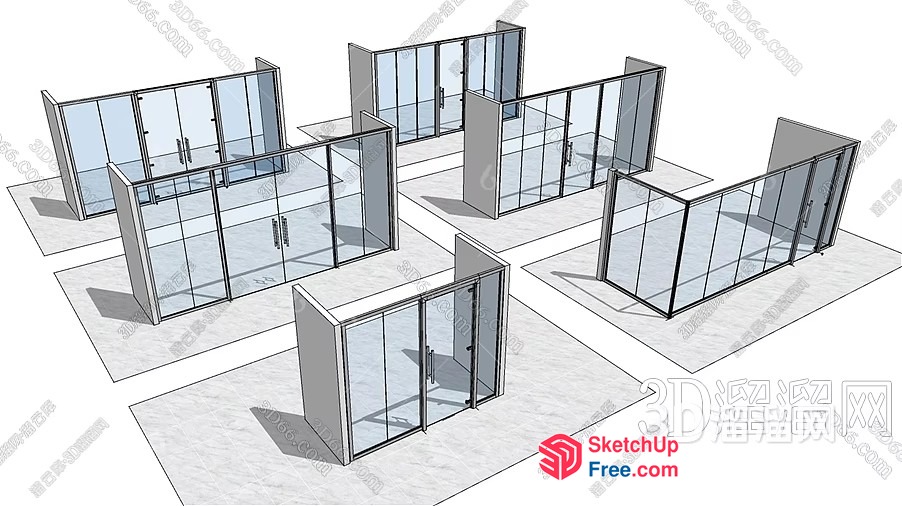 Glass Curtain Wall Office Building 3D SketchUp File