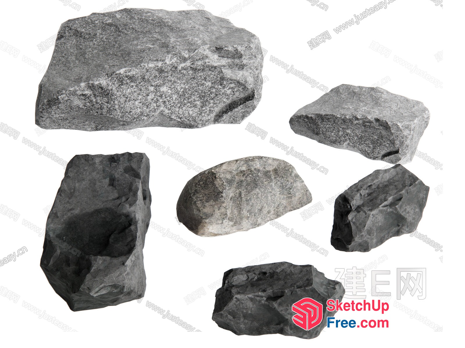 Grey Stone Rocks 3D SketchUp File