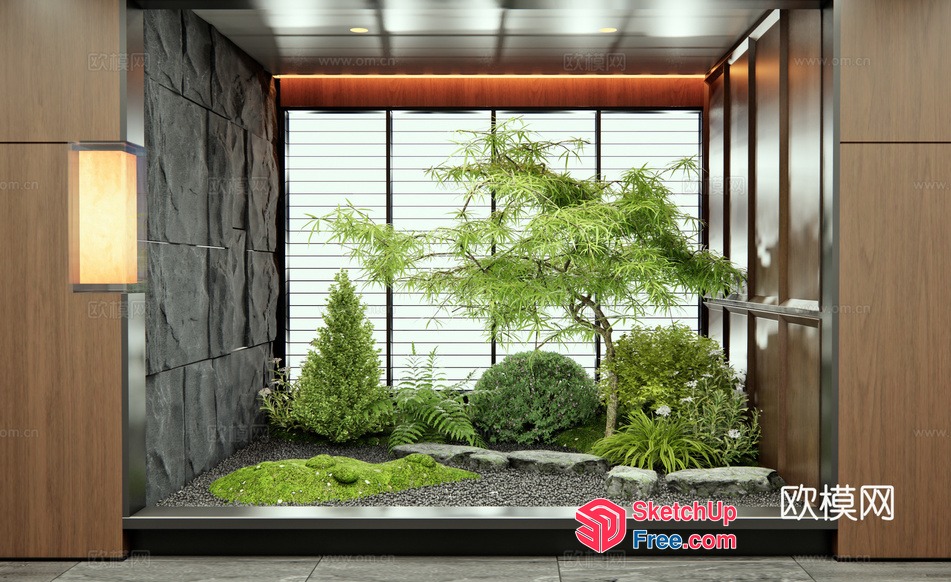 Elegant Japanese-Inspired Interior Garden 3D SketchUp File