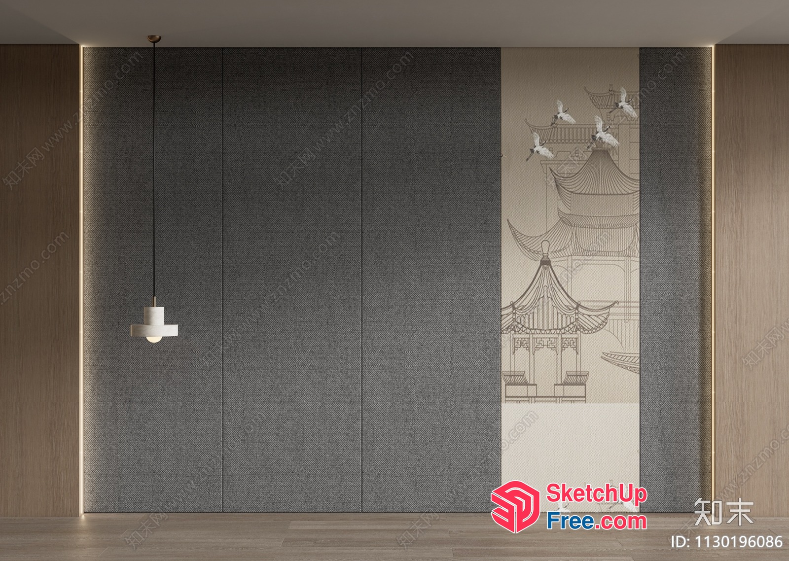 Modern Asian-Inspired Interior Design With Traditional Elements 3D SketchUp File