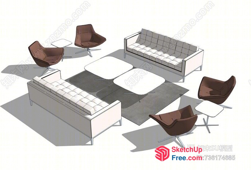 Modern Living Room Furniture Set 3D SketchUp File