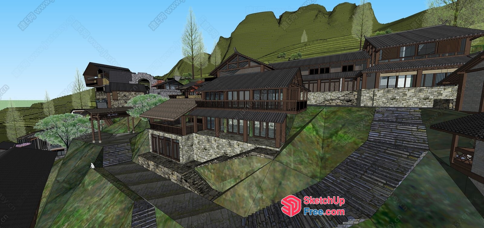 Serene Mountain Retreat 3D SketchUp File