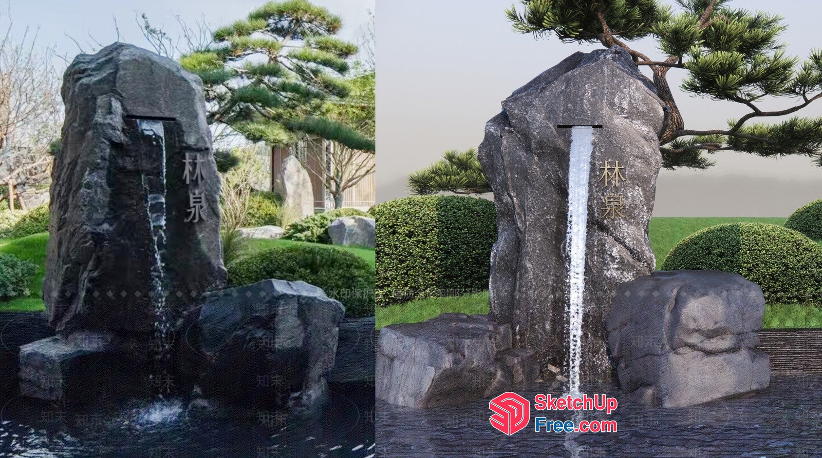 Japanese-Style Waterfall Garden 3D SketchUp File