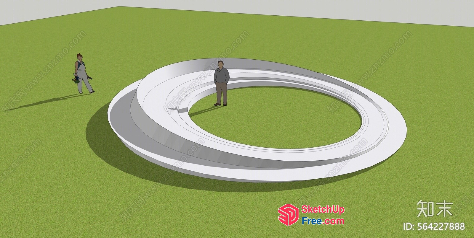 3D Rendering Of A Circular Structure With Two People Standing Inside 3D SketchUp File