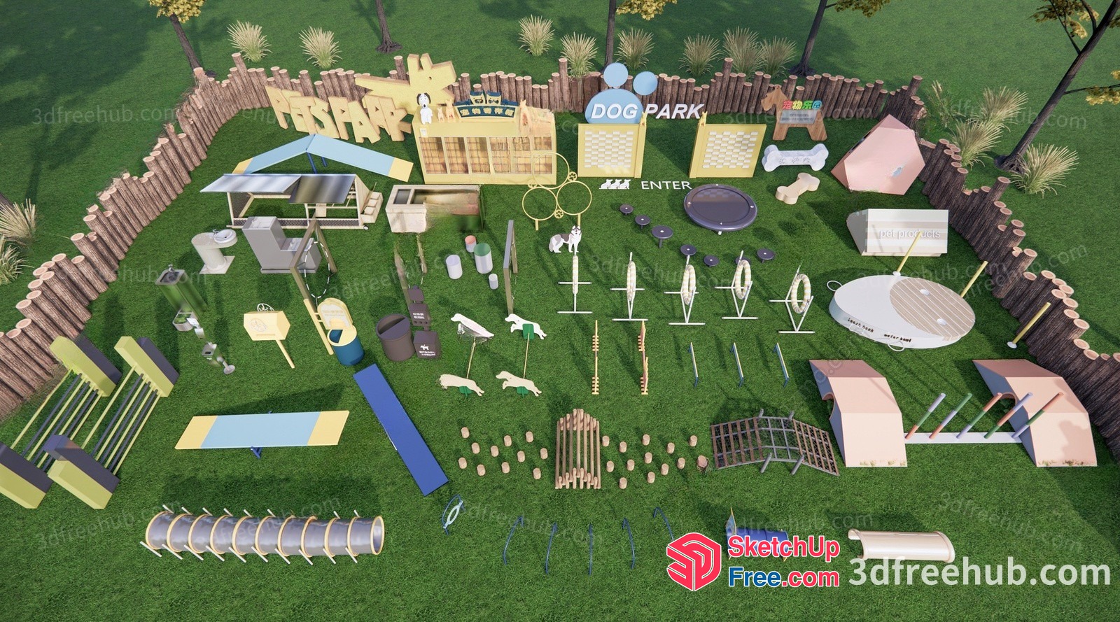 Dog Park Playground Equipment 3D SketchUp File