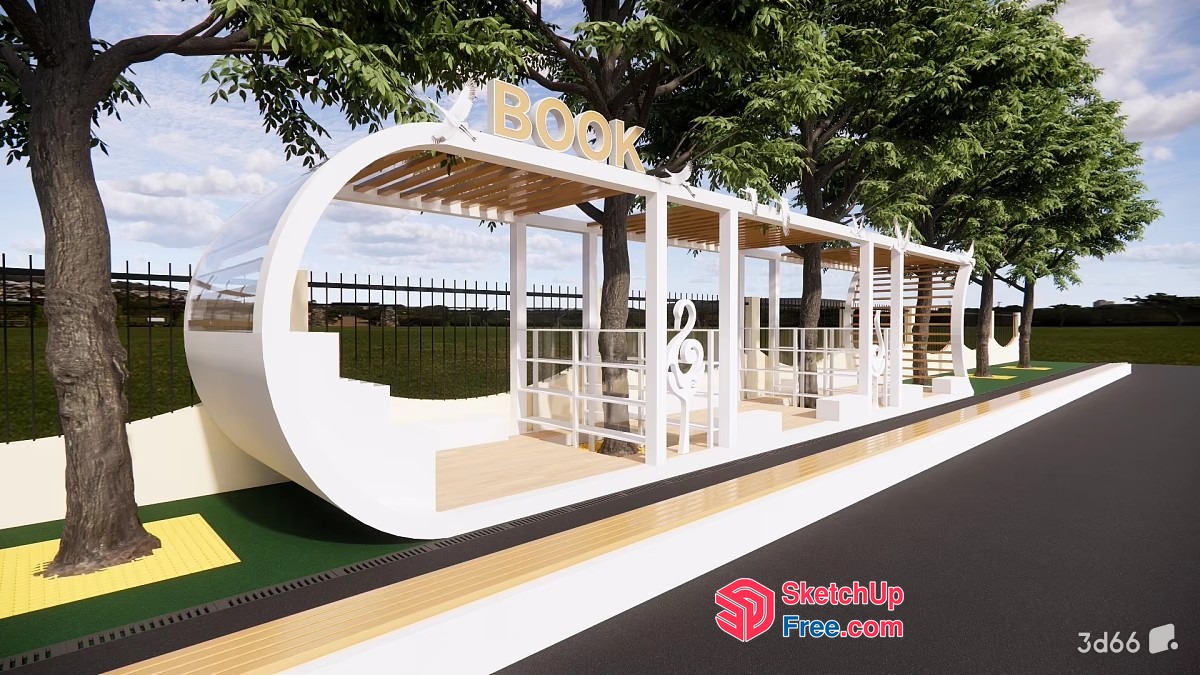 Book-Inspired Bus Stop Design 3D SketchUp File