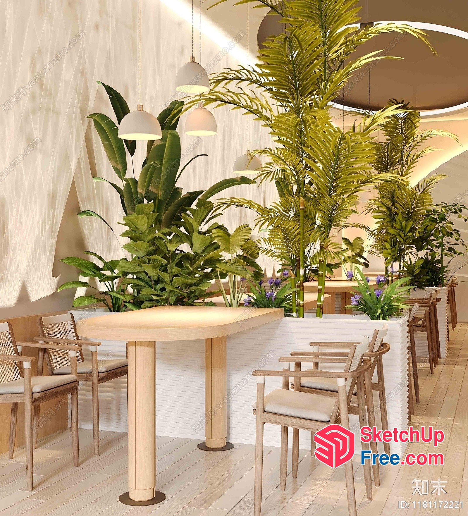 Elegant Tropical Interior With Natural Wood Accents 3D SketchUp File