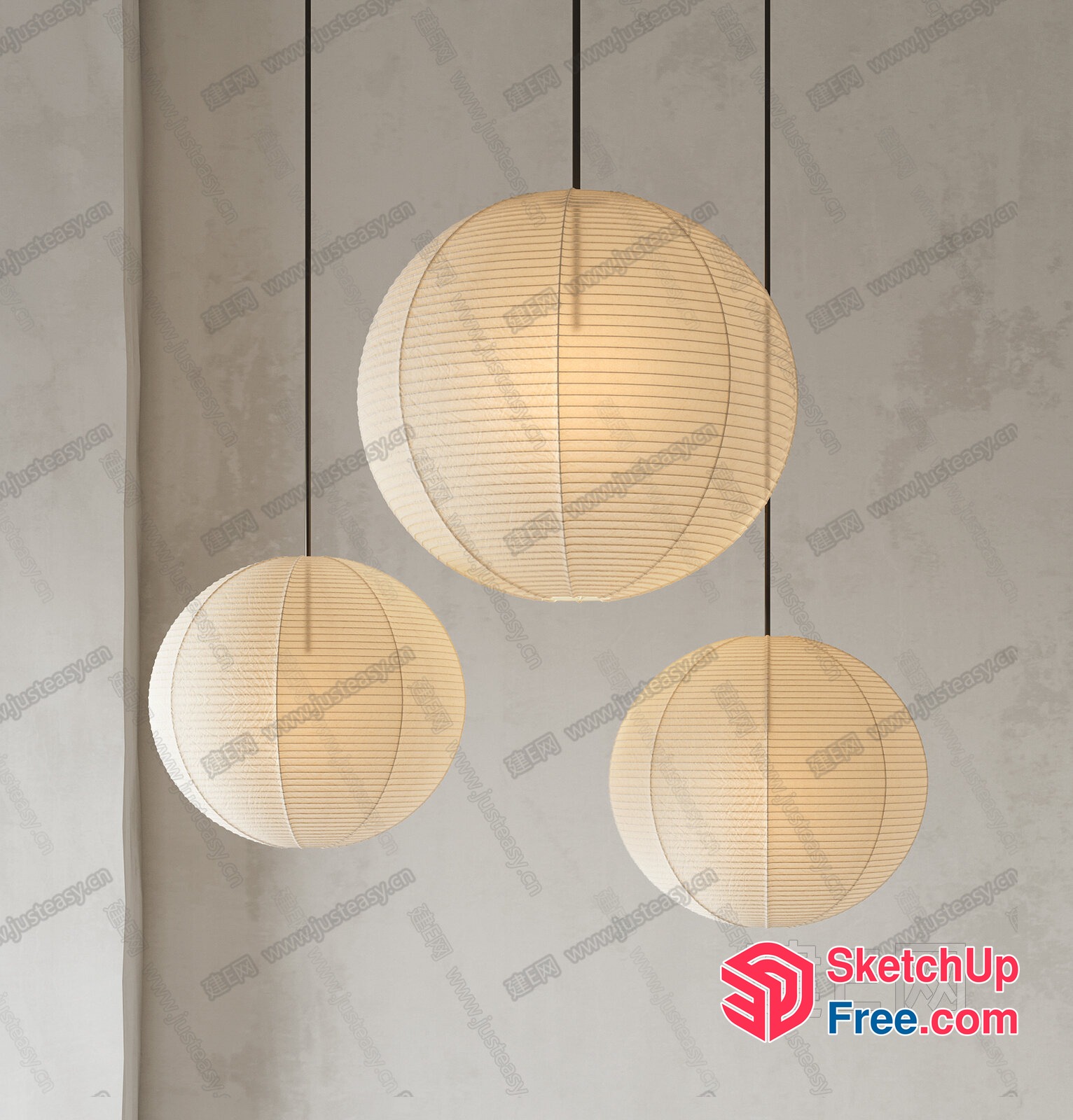Japanese Style Hanging Lanterns 3D SketchUp File