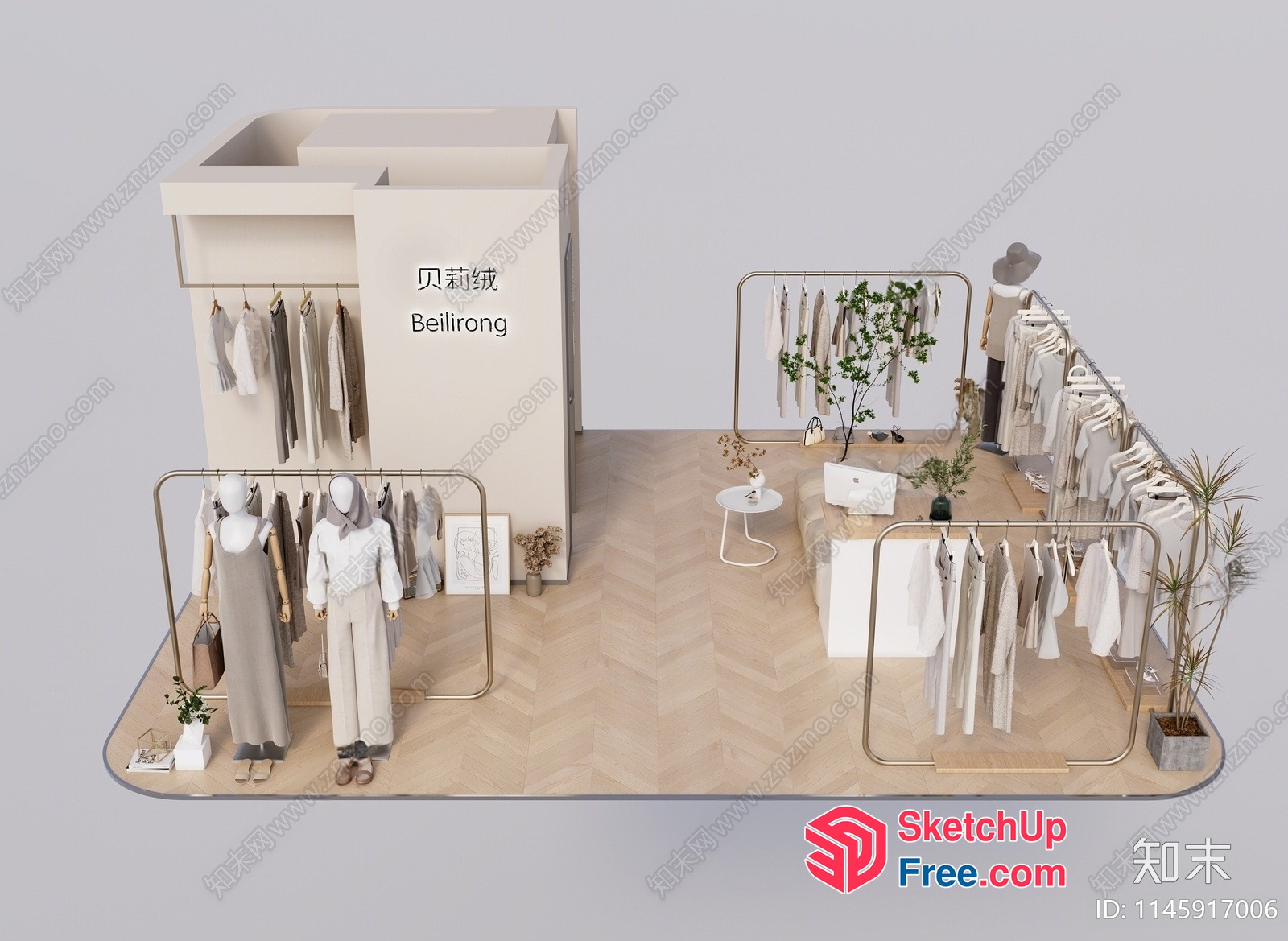 Elegant Minimalist Clothing Store 3D SketchUp File