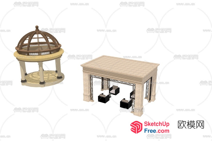 3D Model Of A Gazebo And A Pavilion 3D SketchUp File
