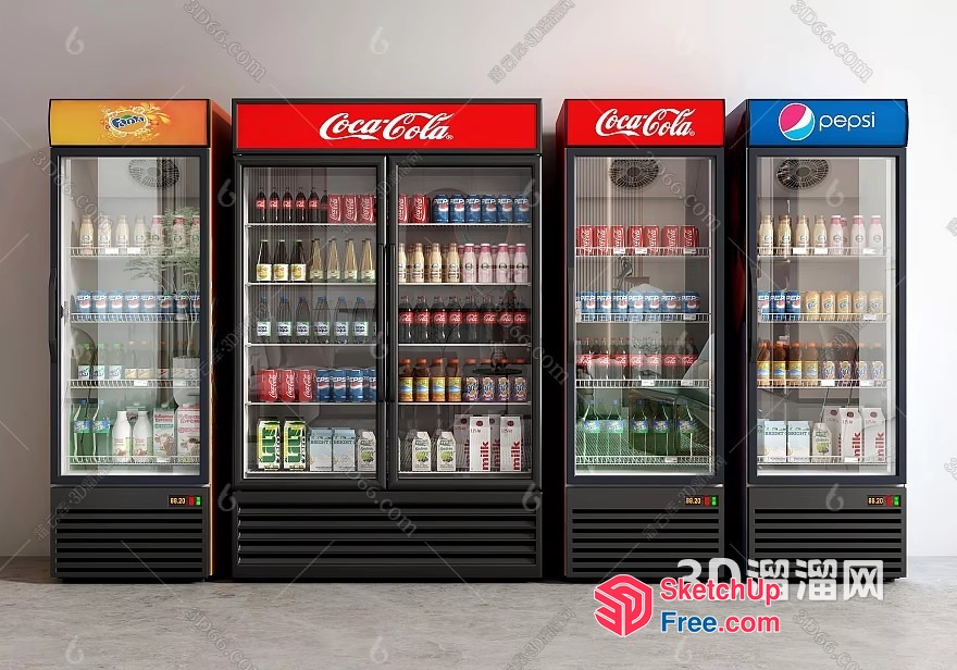 Coca-Cola And Pepsi Refrigerator Showcase 3D SketchUp File