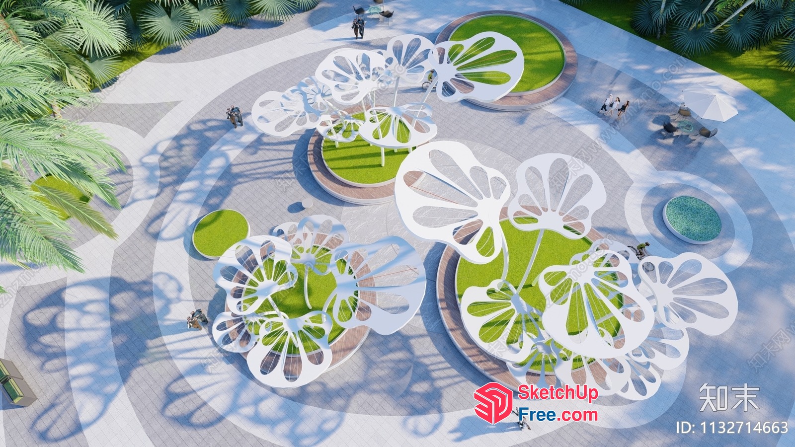 Modern Outdoor Space With Unique Decorative Elements 3D SketchUp File
