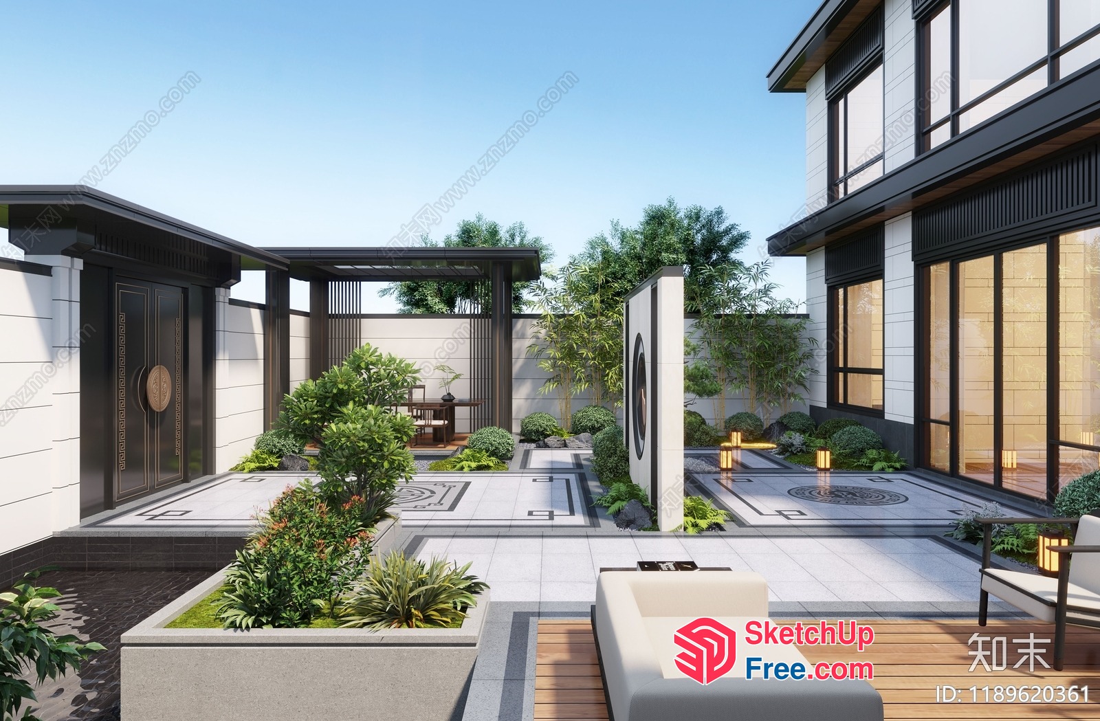 Modern Japanese-Inspired Outdoor Living Space 3D SketchUp File