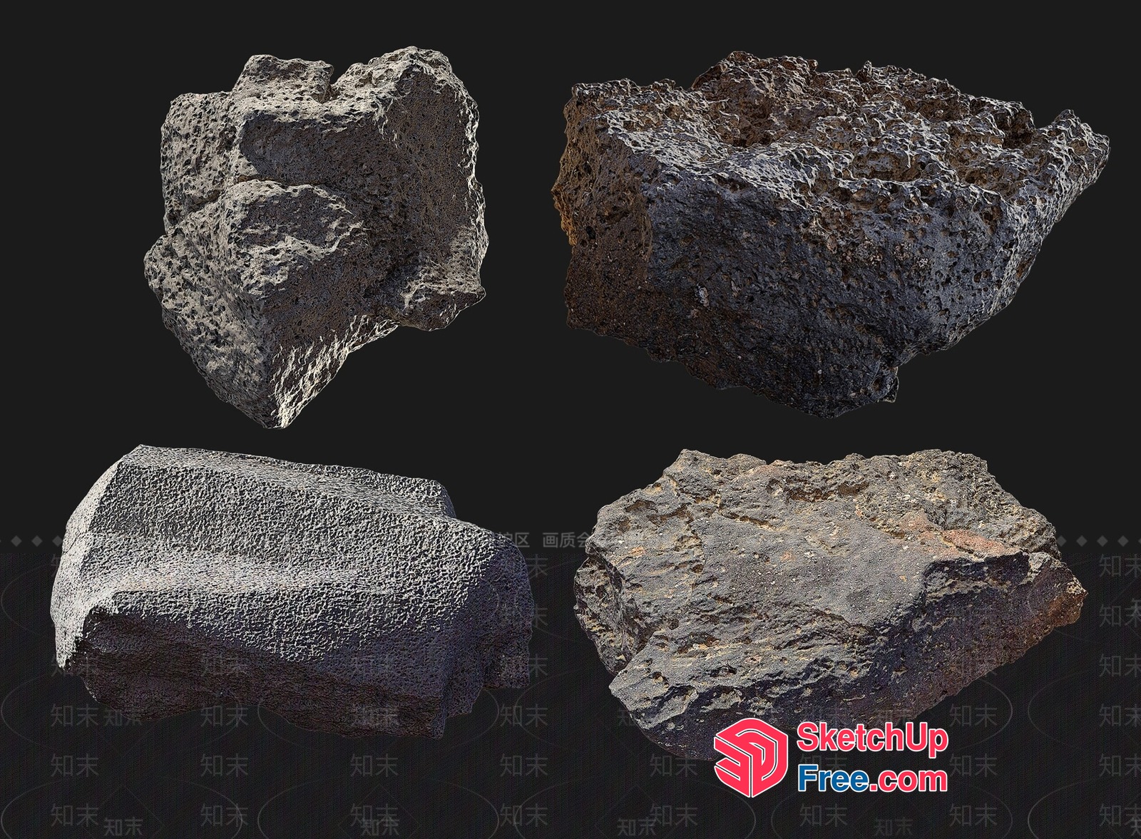 Rough Textured Stone Blocks 3D SketchUp File