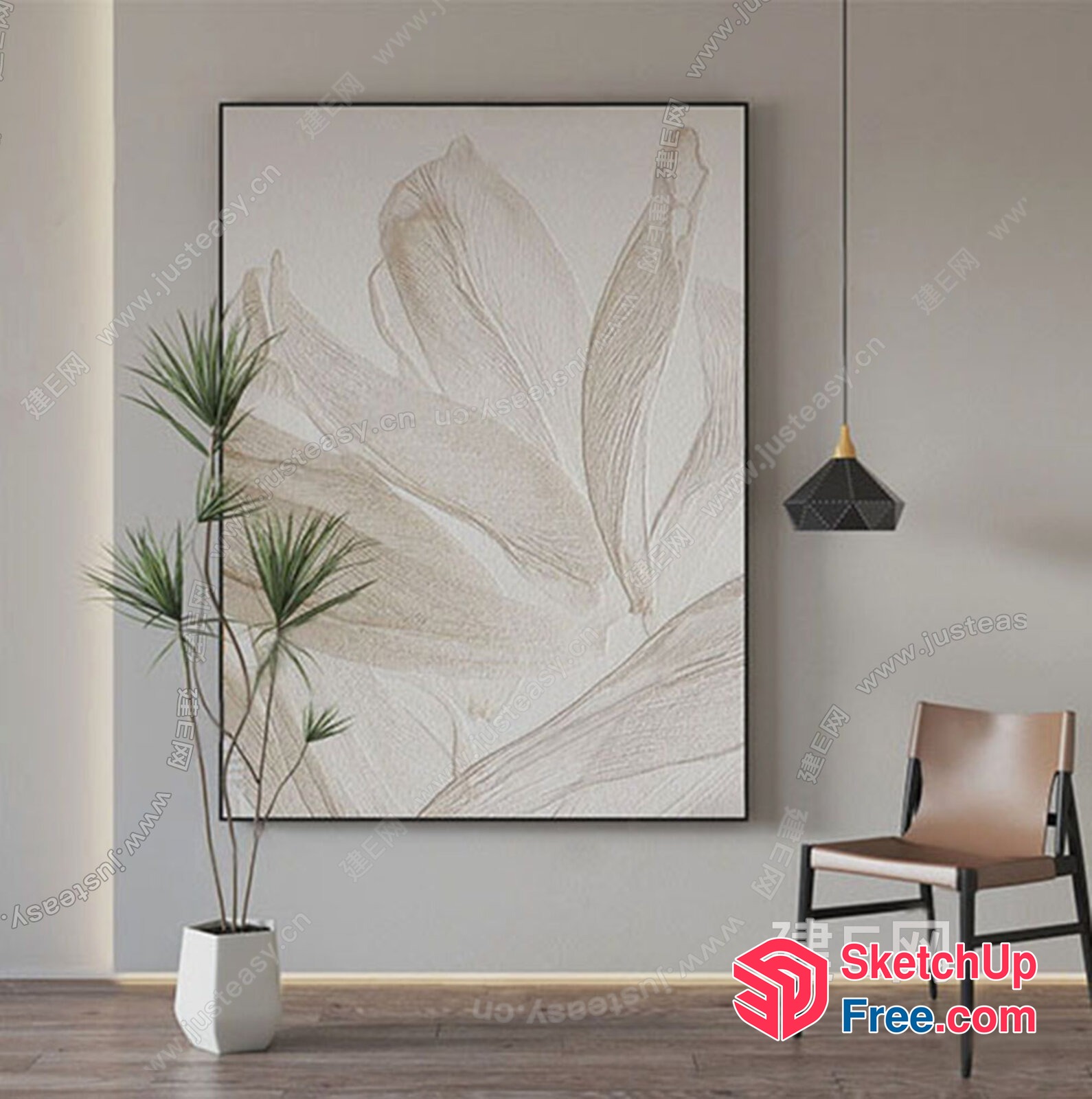 Elegant Minimalist Home Decor With A Touch Of Nature 3D SketchUp File