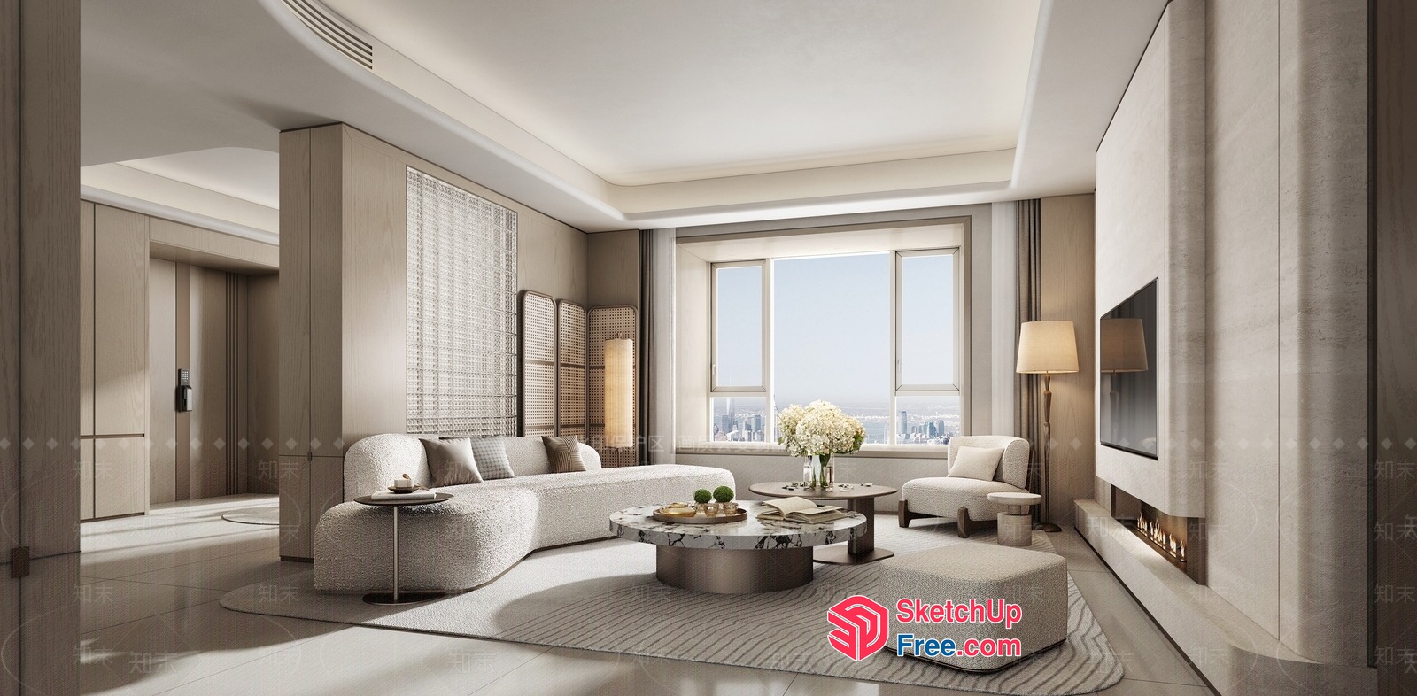 Modern Minimalist Living Room Interior Design 3D SketchUp File