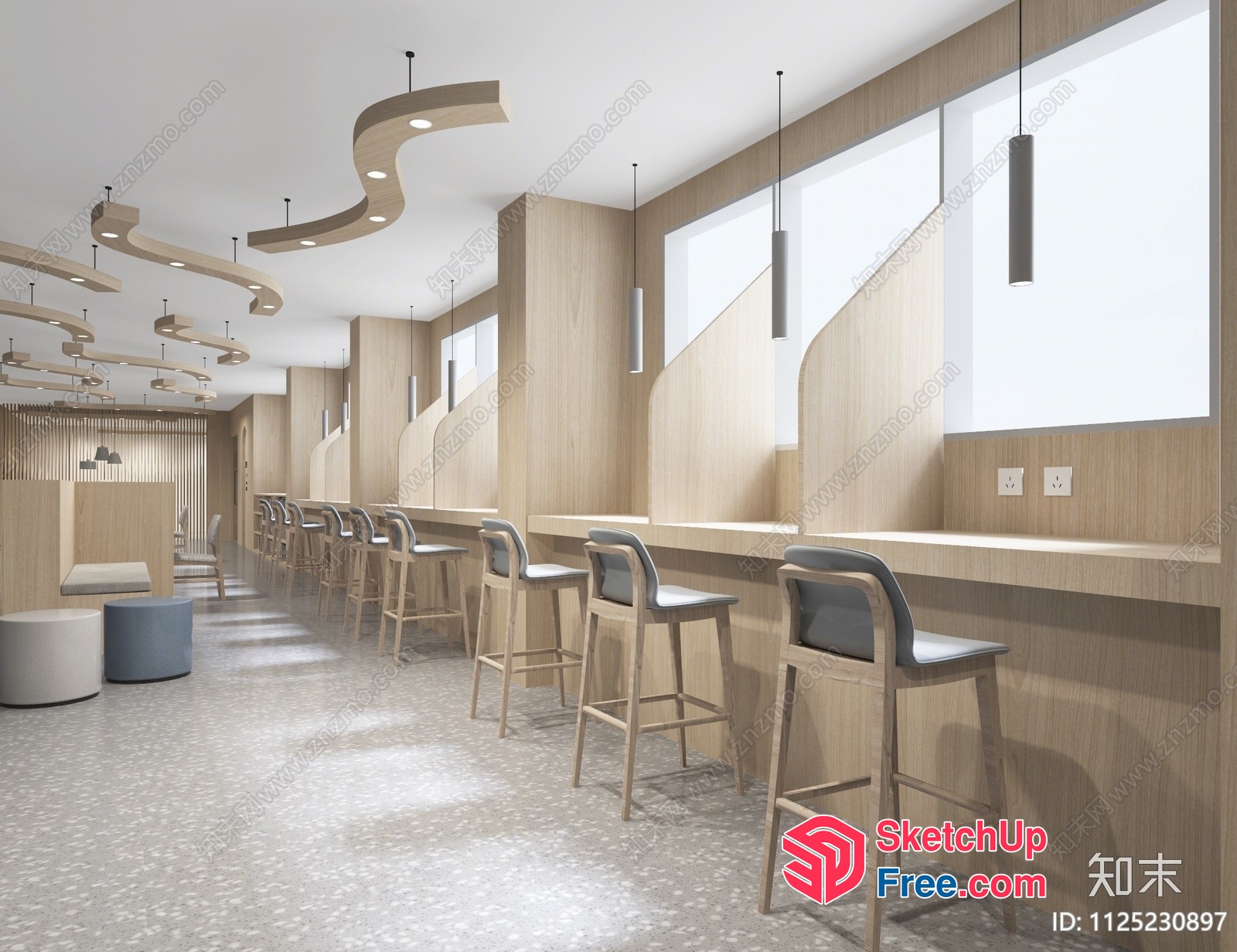 Minimalist Japanese Style Bar Area 3D SketchUp File
