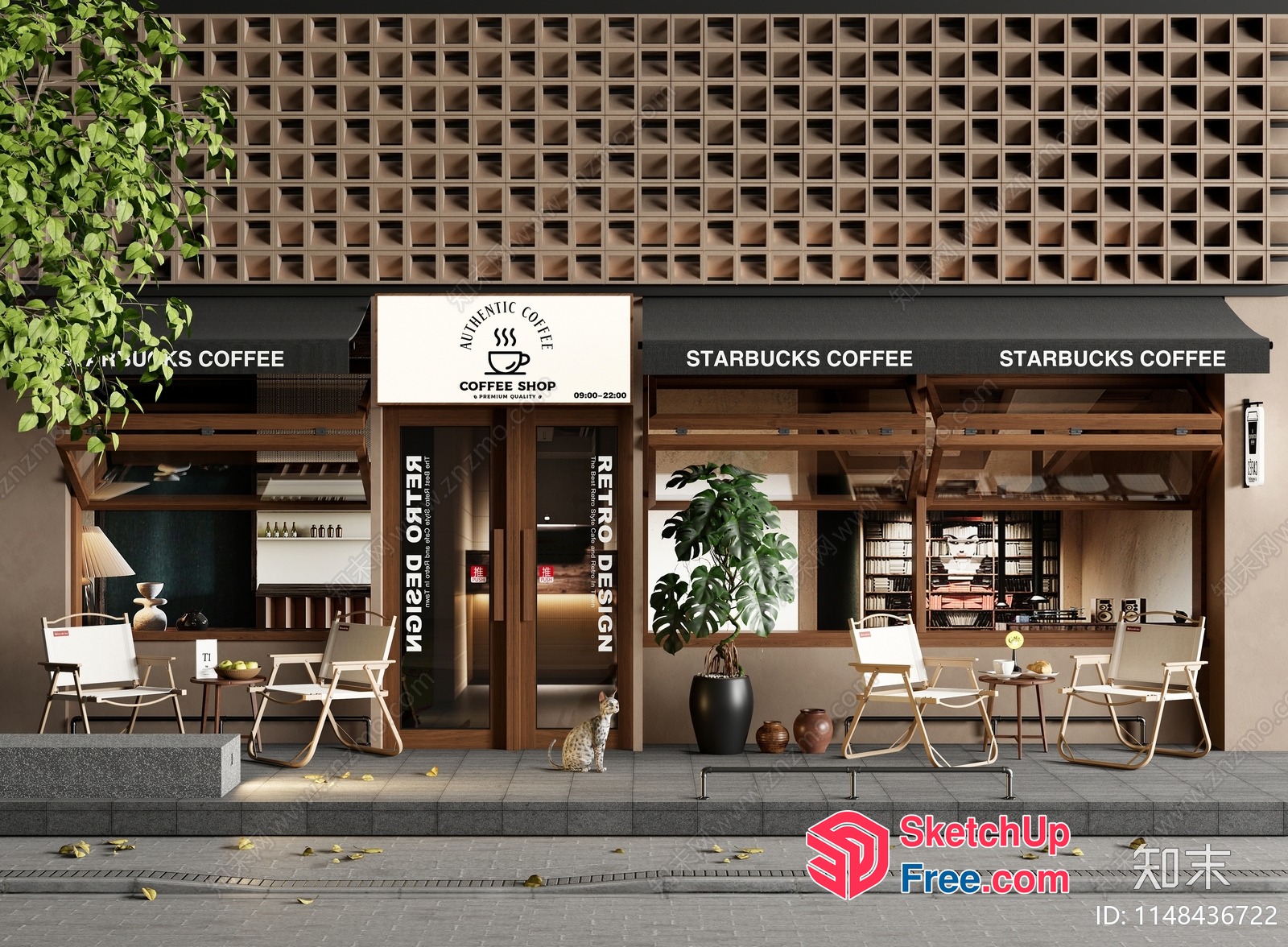 Authentic Coffee Shop Retro Design 3D SketchUp File