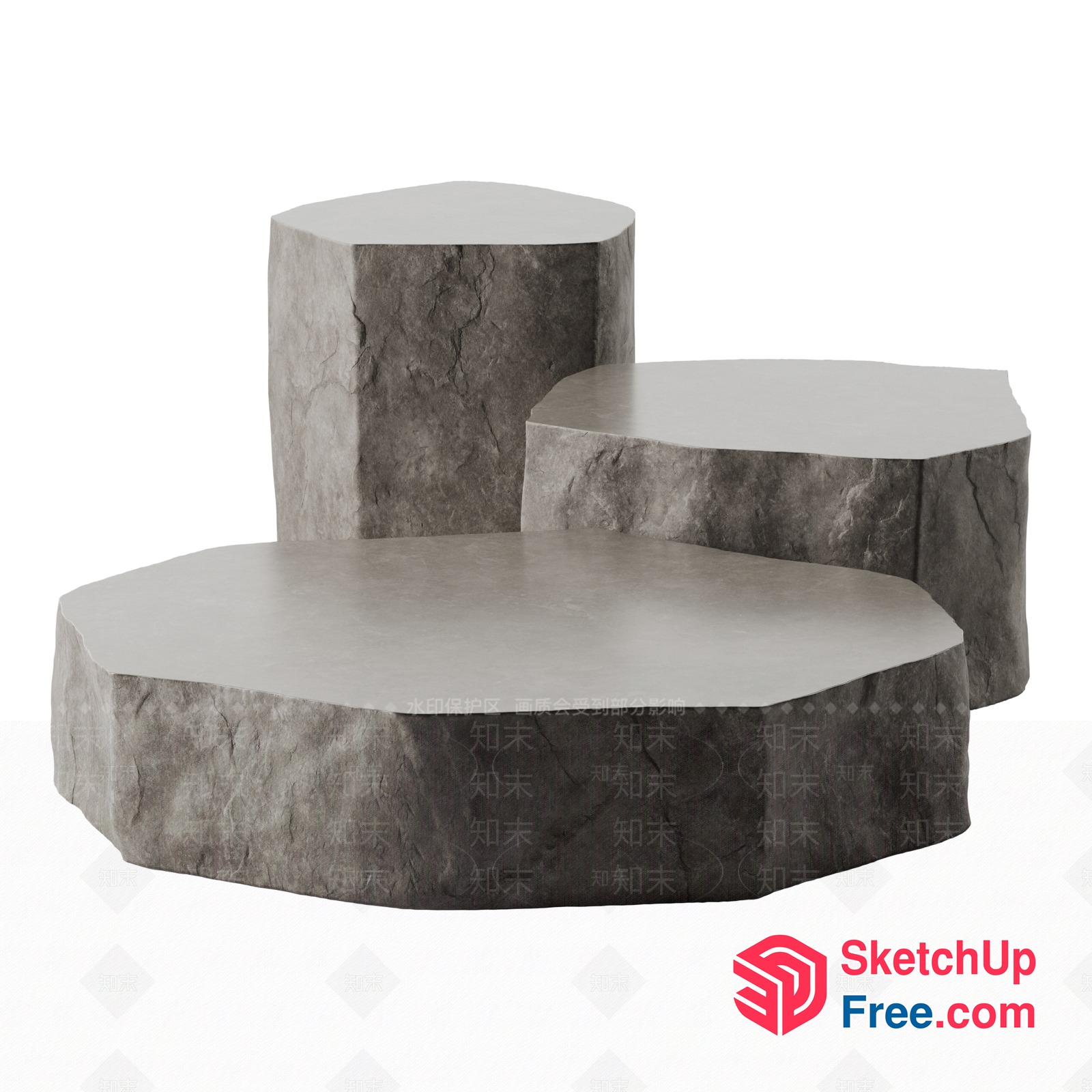Grey Stone-Like Staircase Steps 3D SketchUp File