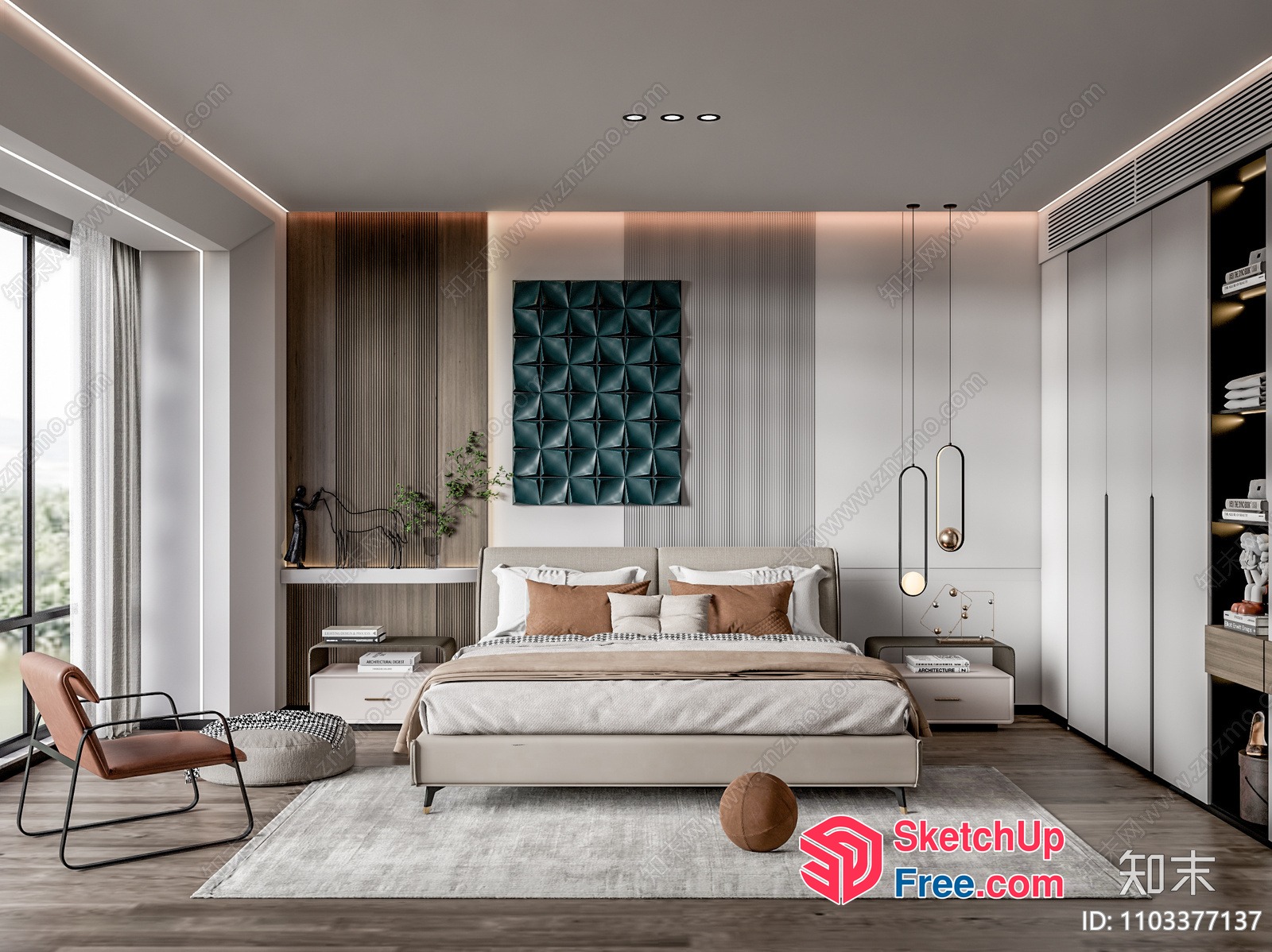 Modern Minimalist Bedroom Interior 3D SketchUp File