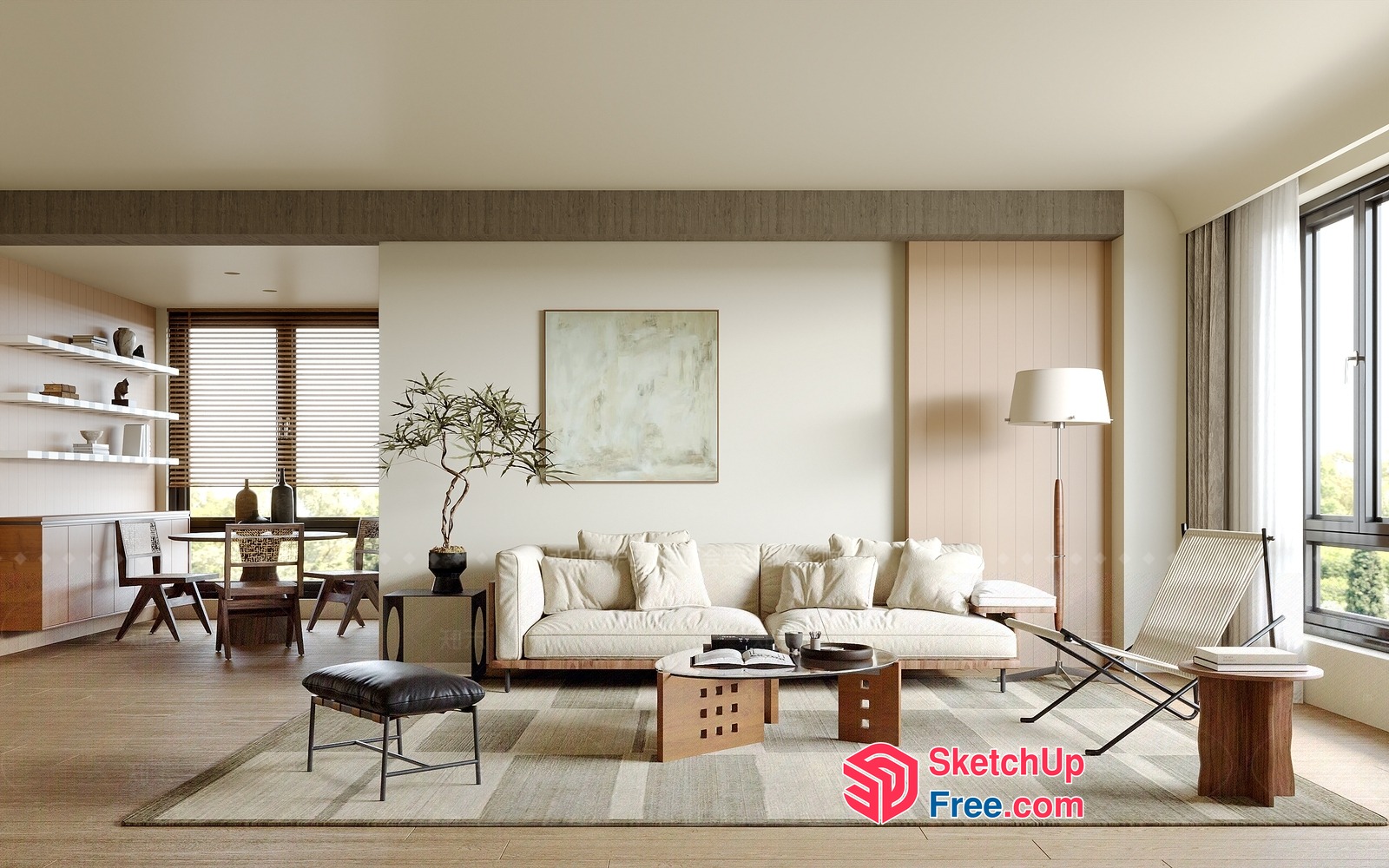 Minimalist Japanese Style Living Room 3D SketchUp File
