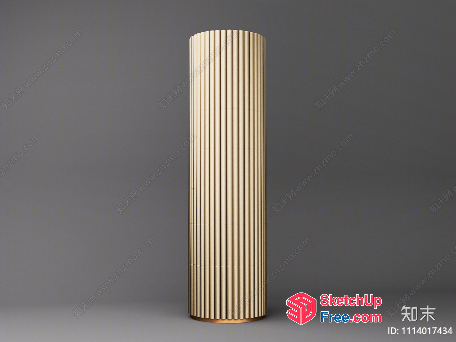 Tall Pillar With Vertical Grooves 3D SketchUp File