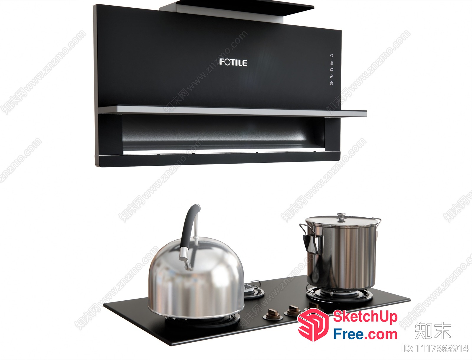 Modern Kitchen Setup With Range Hood 3D SketchUp File