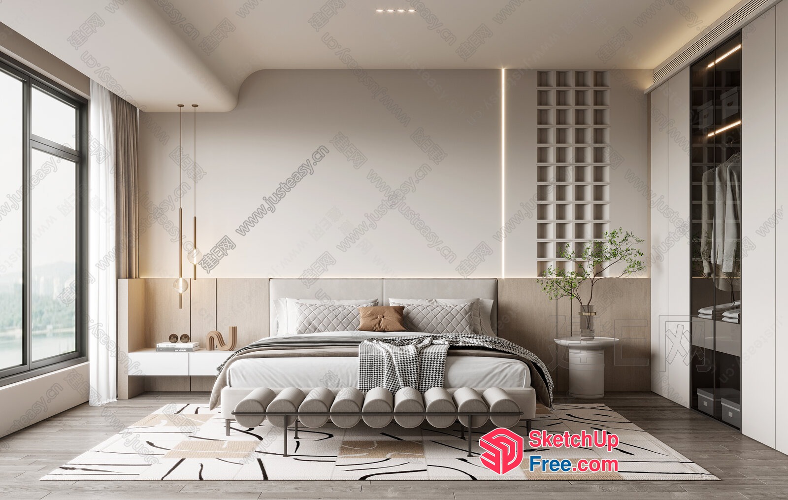 Modern Minimalist Bedroom Interior Design 3D SketchUp File