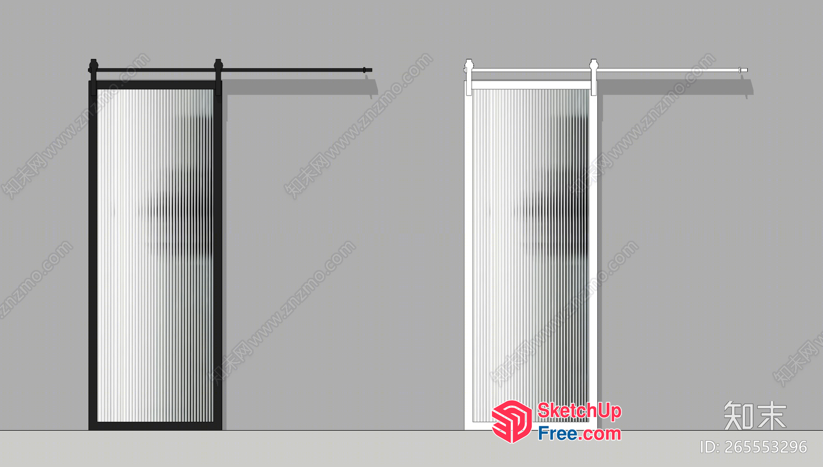 Sliding Glass Doors With Black And White Frames 3D SketchUp File