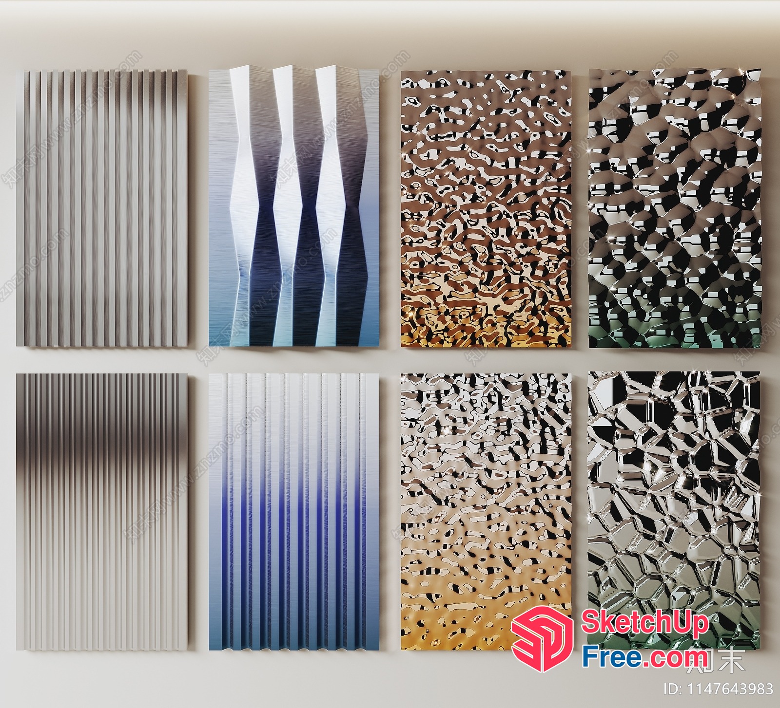 Modern Artistic Textured Wall Decorations 3D SketchUp File