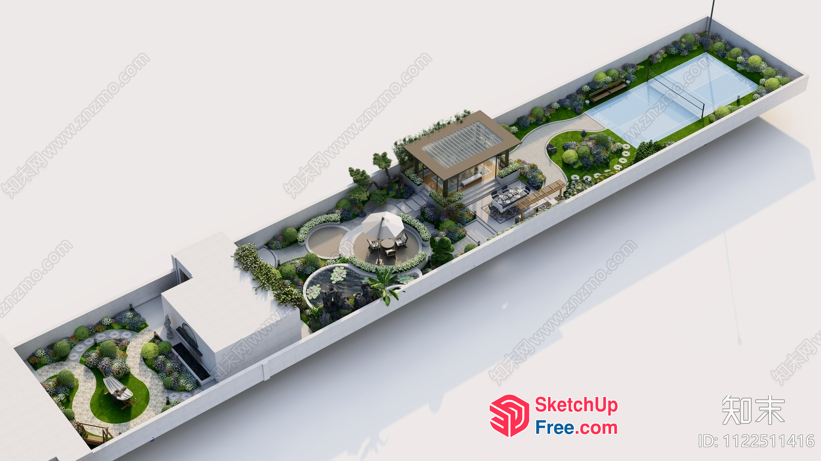 Modern Rooftop Garden With Pool And Patio 3D SketchUp File