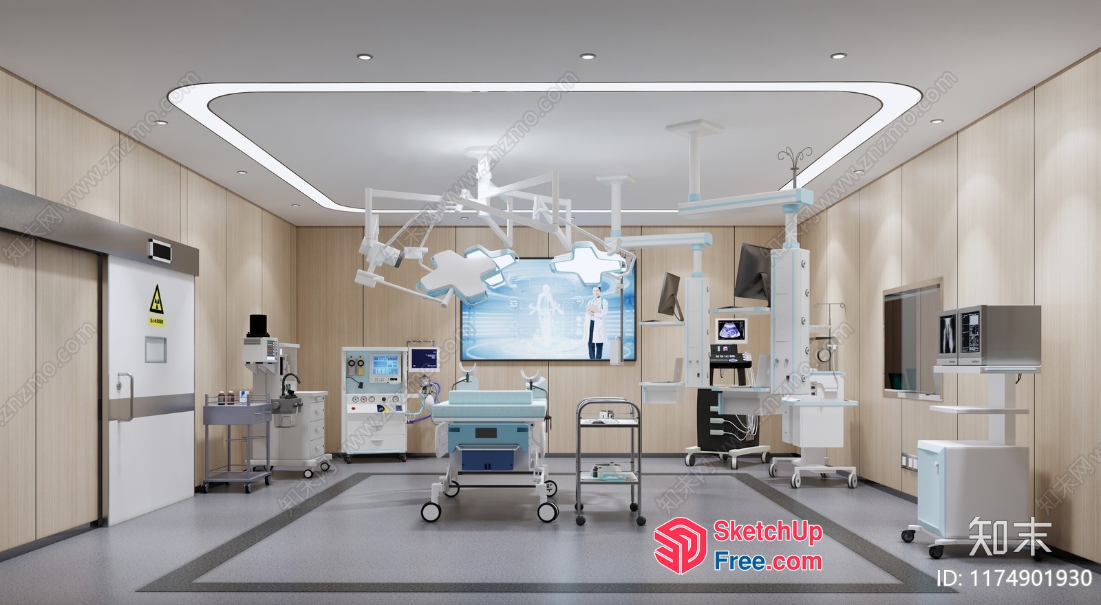 Modern Hospital Operating Room With Advanced Medical Equipment 3D SketchUp File