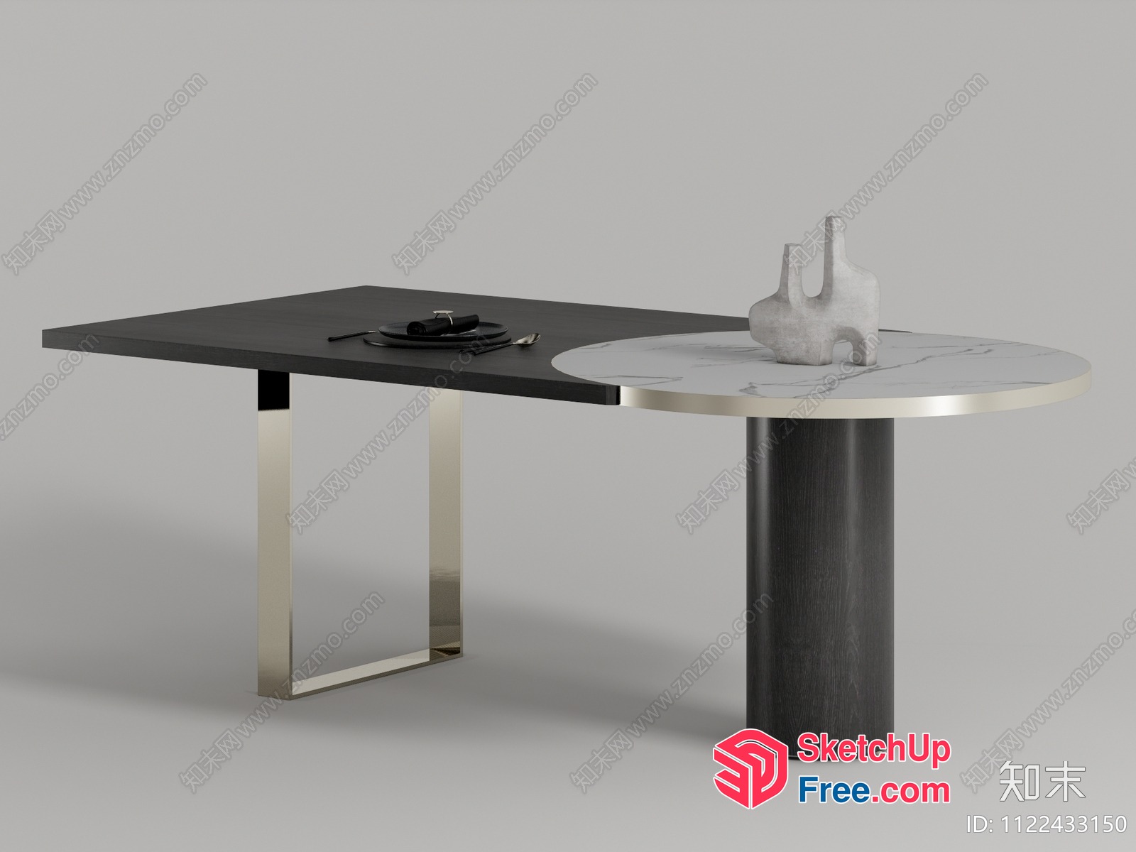 Elegant Black And White Dining Table 3D SketchUp File