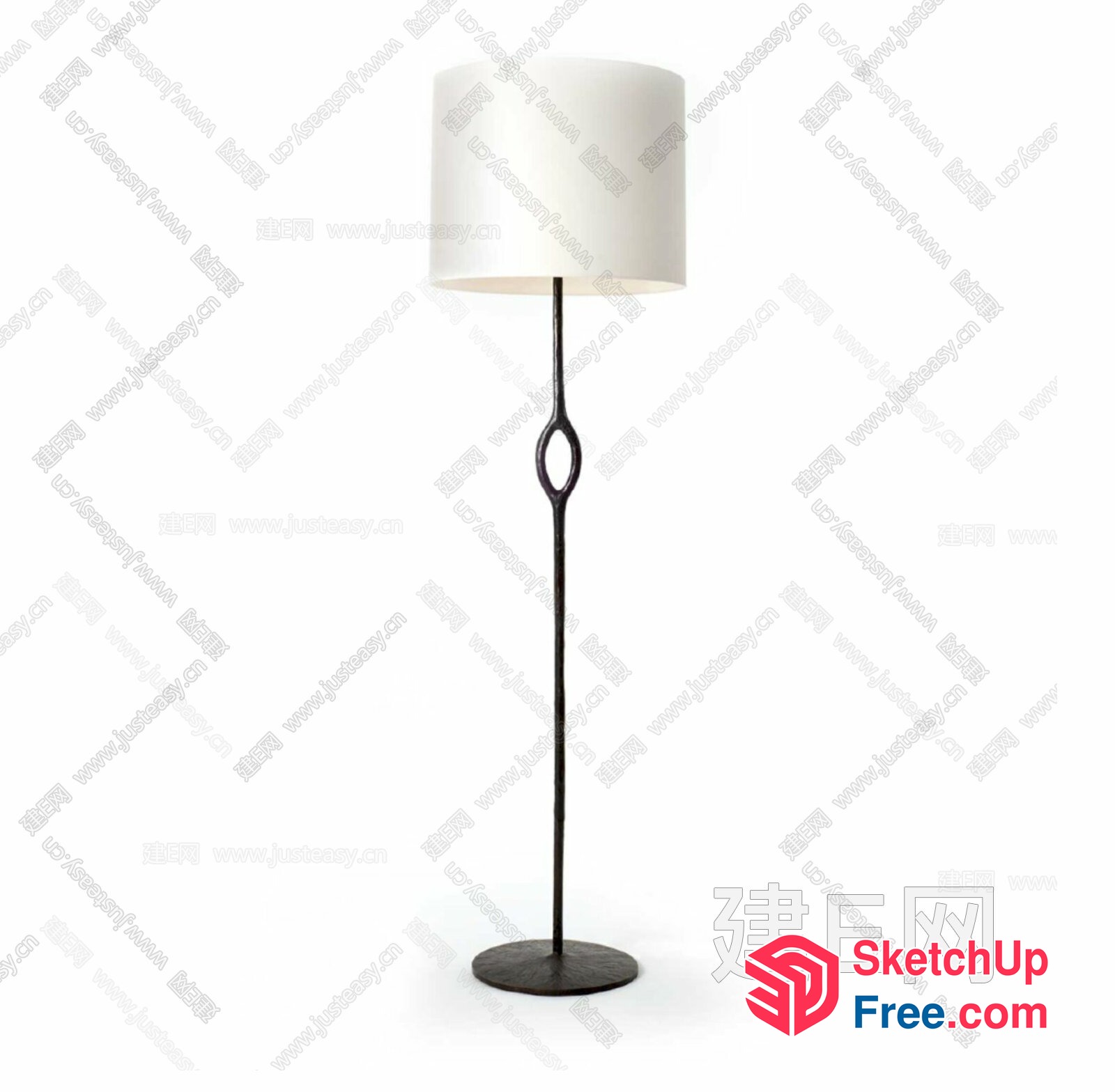 Simple Elegant Floor Lamp With White Shade 3D SketchUp File