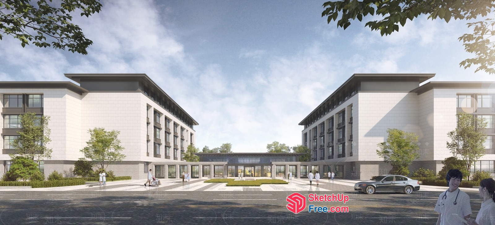 Modern Medical Building Exterior 3D SketchUp File