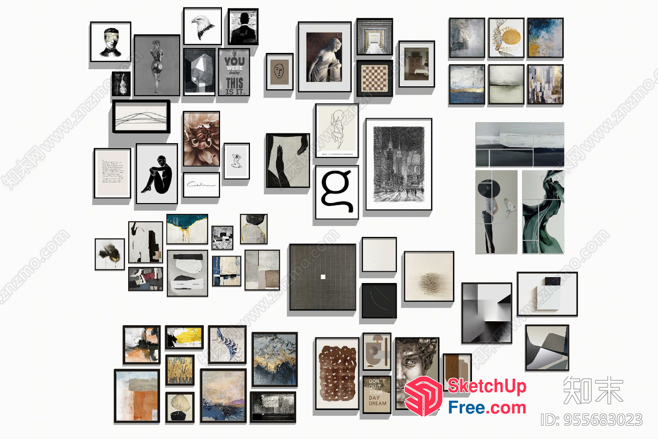 Abstract Art Gallery Collection 3D SketchUp File