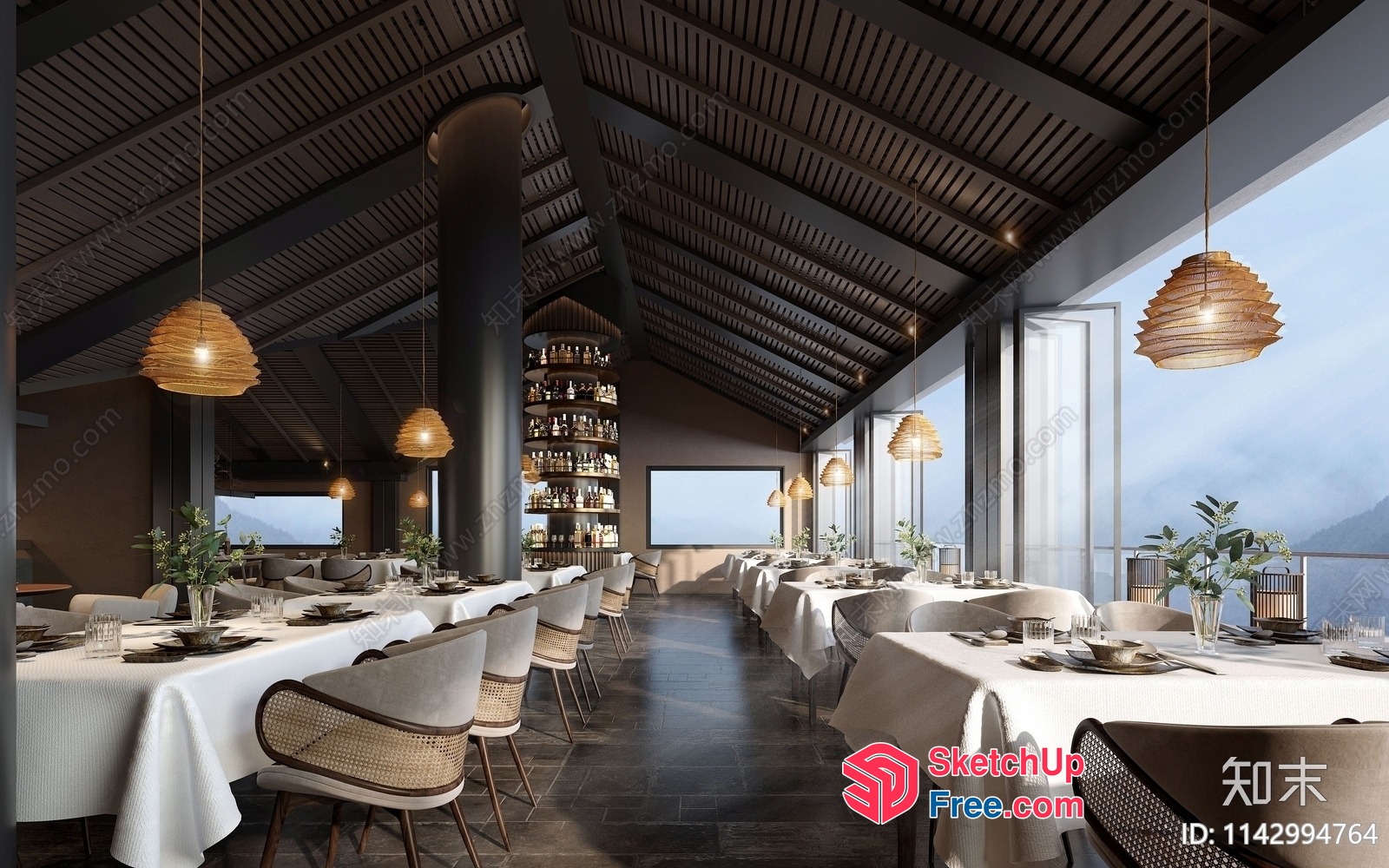 Modern Elegant Restaurant With A Stunning View 3D SketchUp File