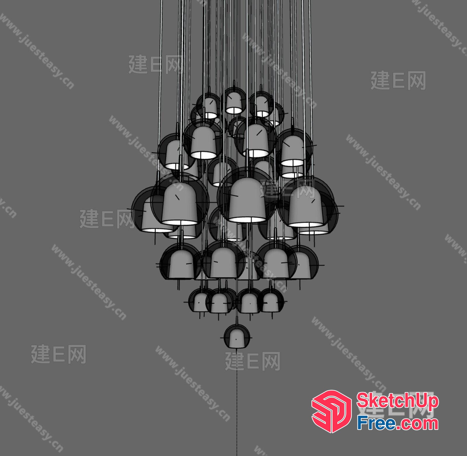 Hanging Light Fixtures With Unique Shade Designs 3D SketchUp File