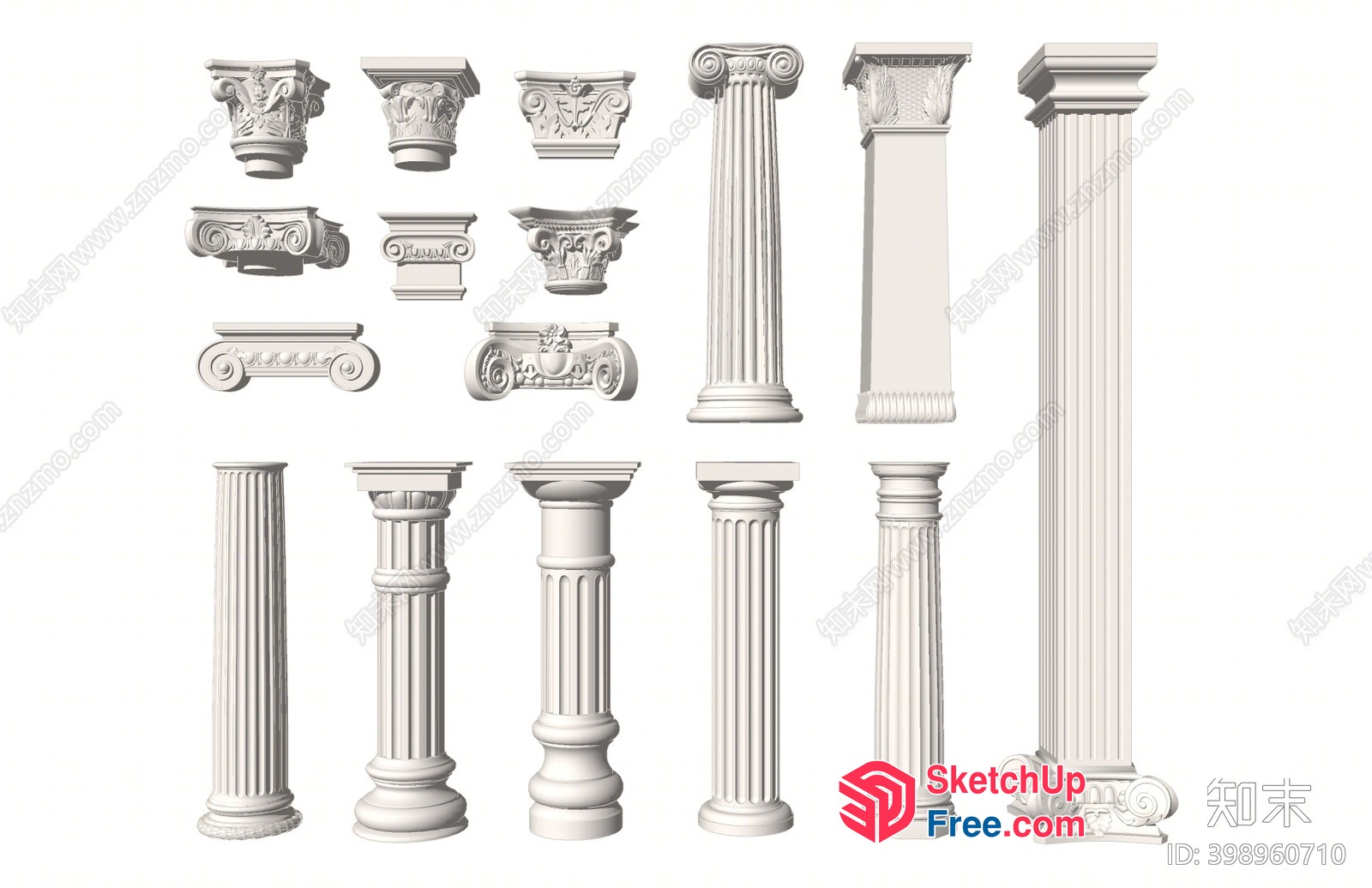 Ornate Pillars And Ceiling Decorations 3D SketchUp File