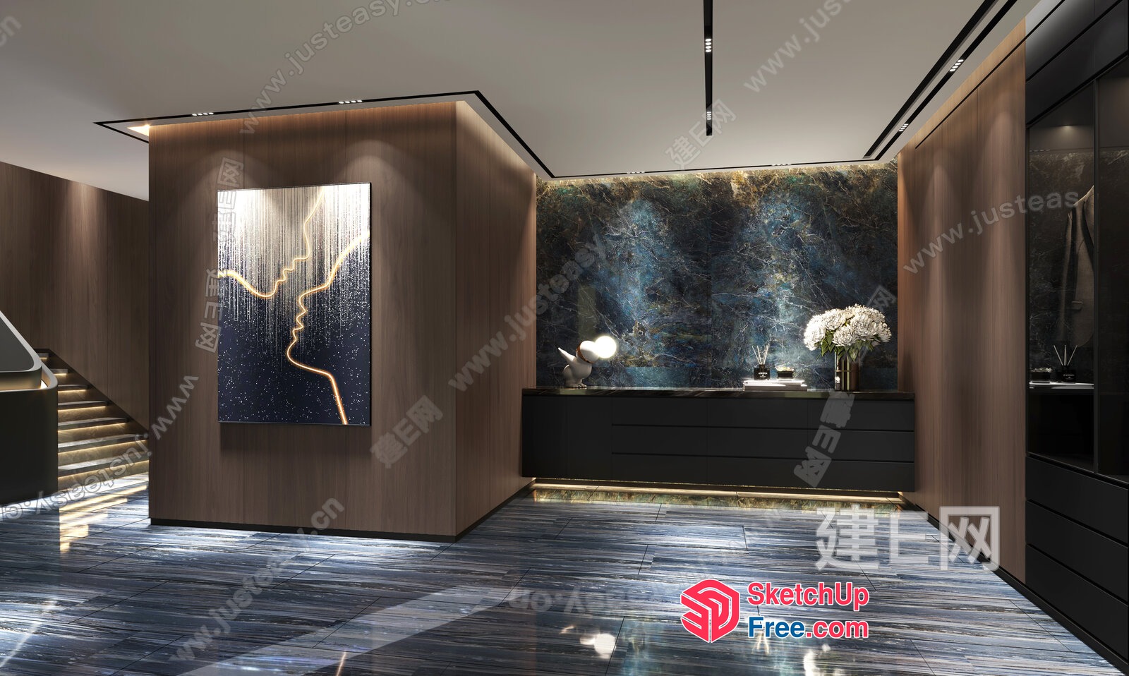 Modern Minimalist Interior Design With Elegant Artwork 3D SketchUp File