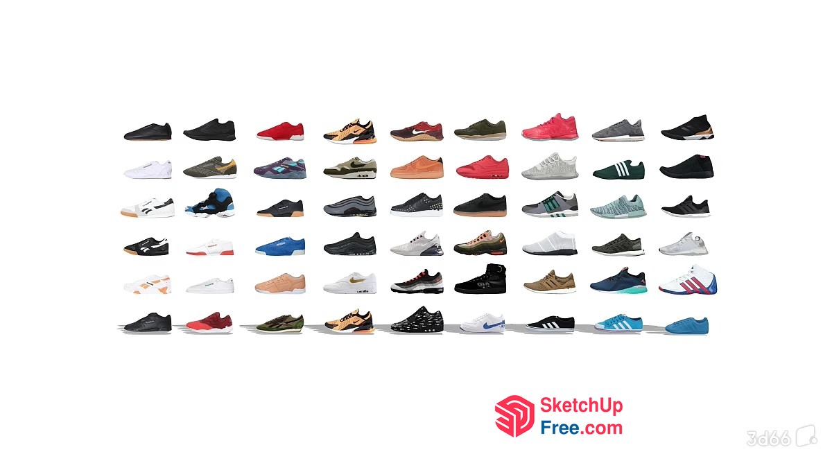 Colorful Athletic Shoes Collection 3D SketchUp File