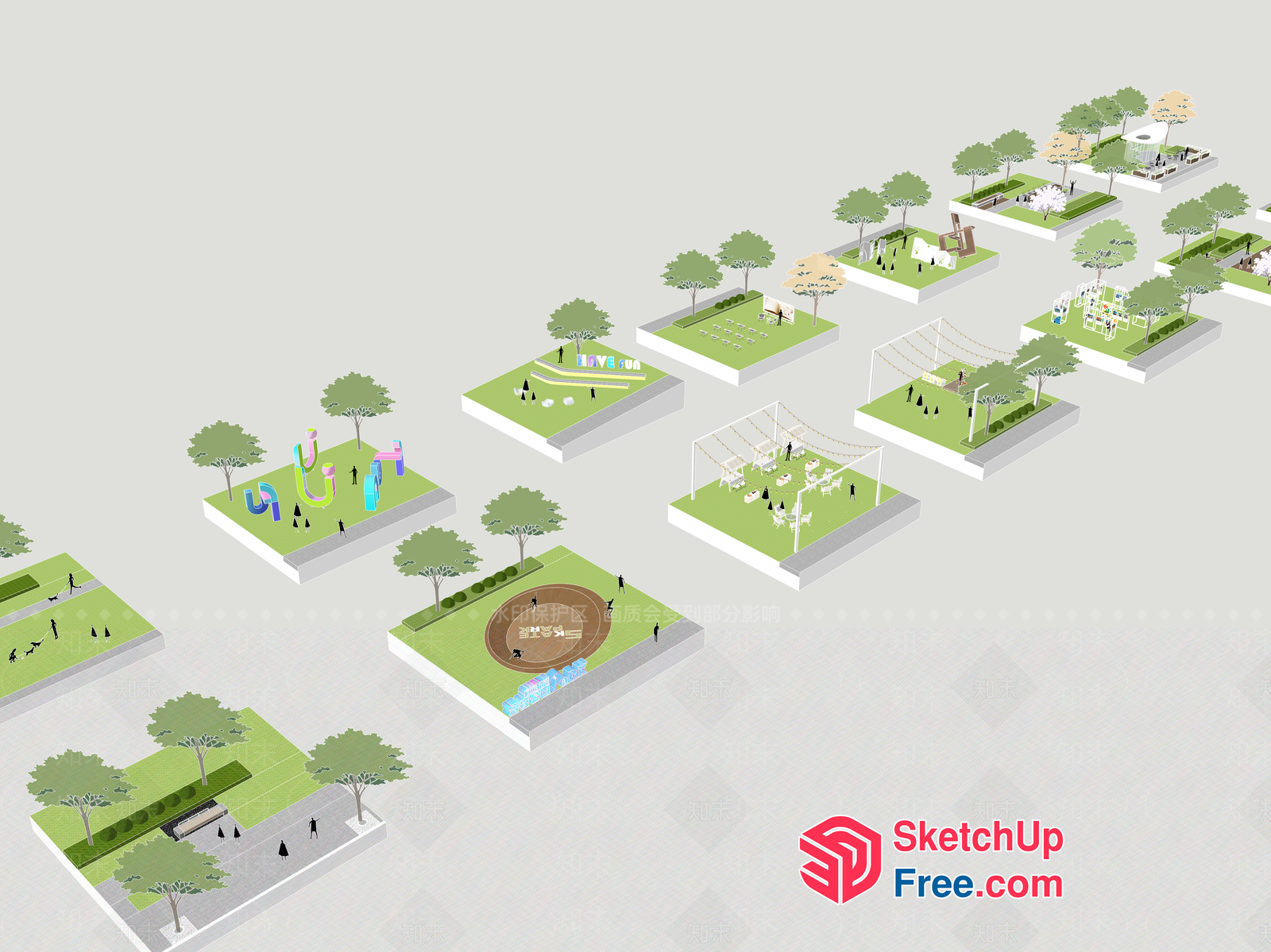 3D Park And Recreational Space 3D SketchUp File