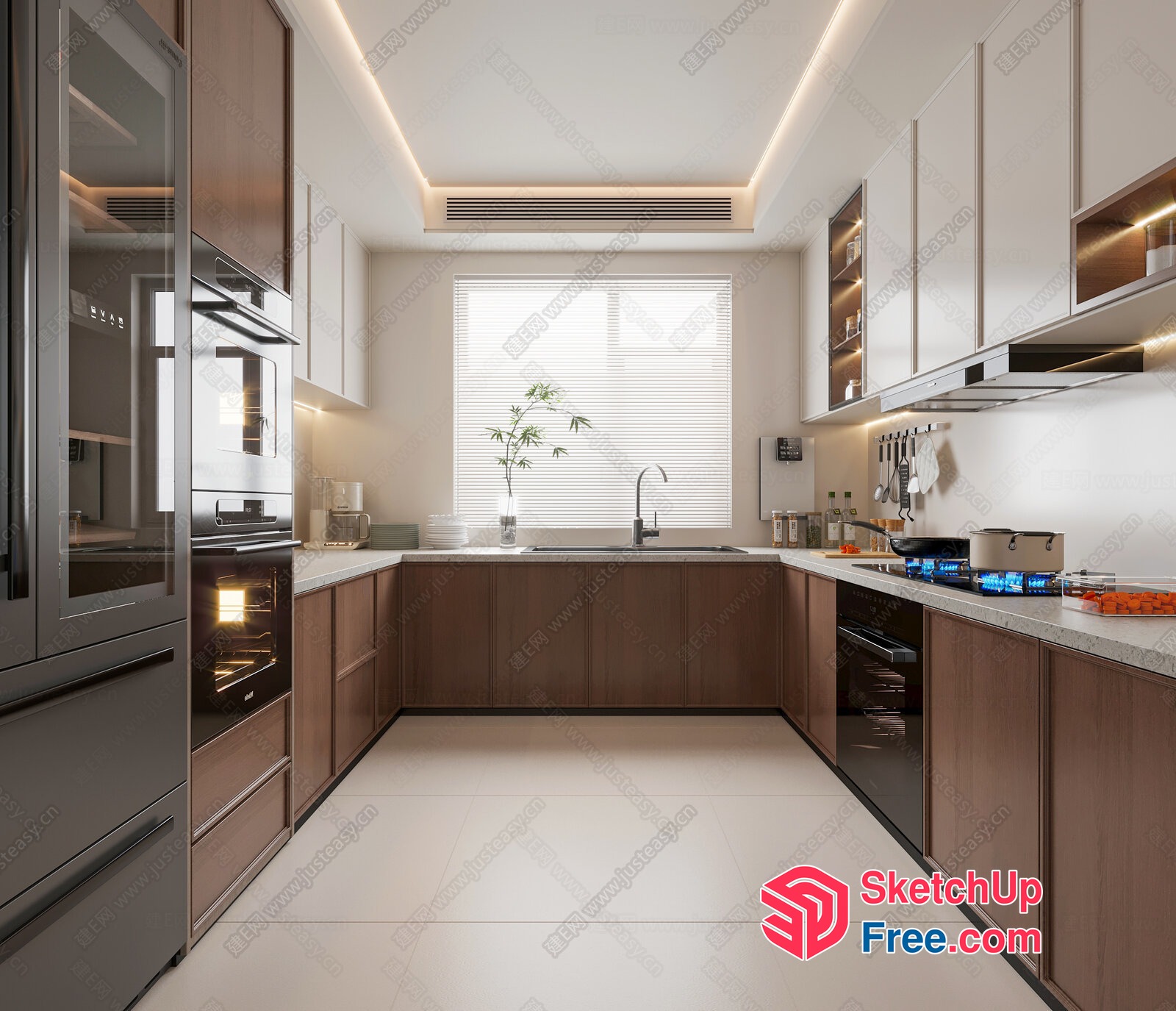 Modern Kitchen With Sleek Appliances And Natural Light 3D SketchUp File