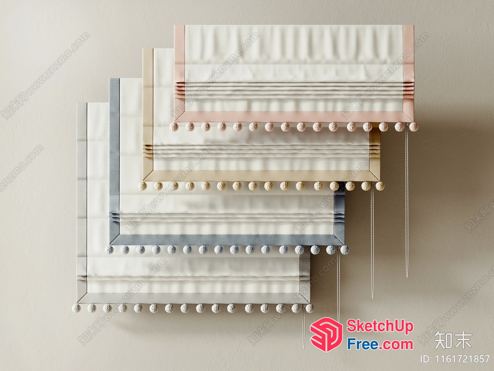 Modern White Marble Staircase With Ball Details 3D SketchUp File