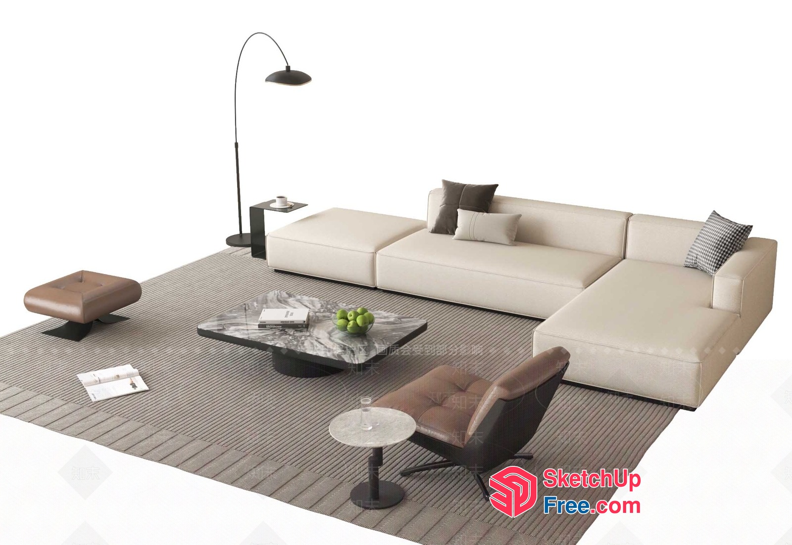 Minimalist Style Living Room With Neutral Tones And Modern Furniture 3D SketchUp File